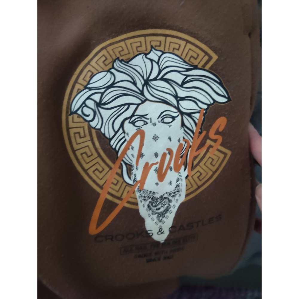 Crooks & Castles Medusa Joggers Brown Graphic Sweatpants Medium - Picture 3 of 8